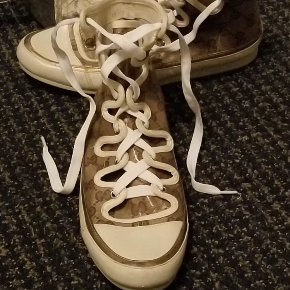 Vintage Gucci Lace-up High-top Monogram Sneakers